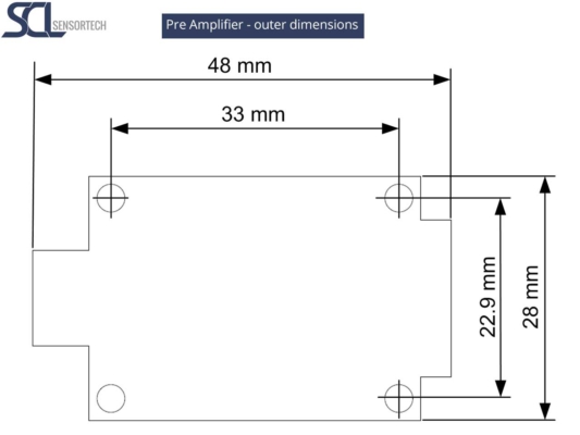 SCL Sensortech - Pre Amplifier outer dimensions